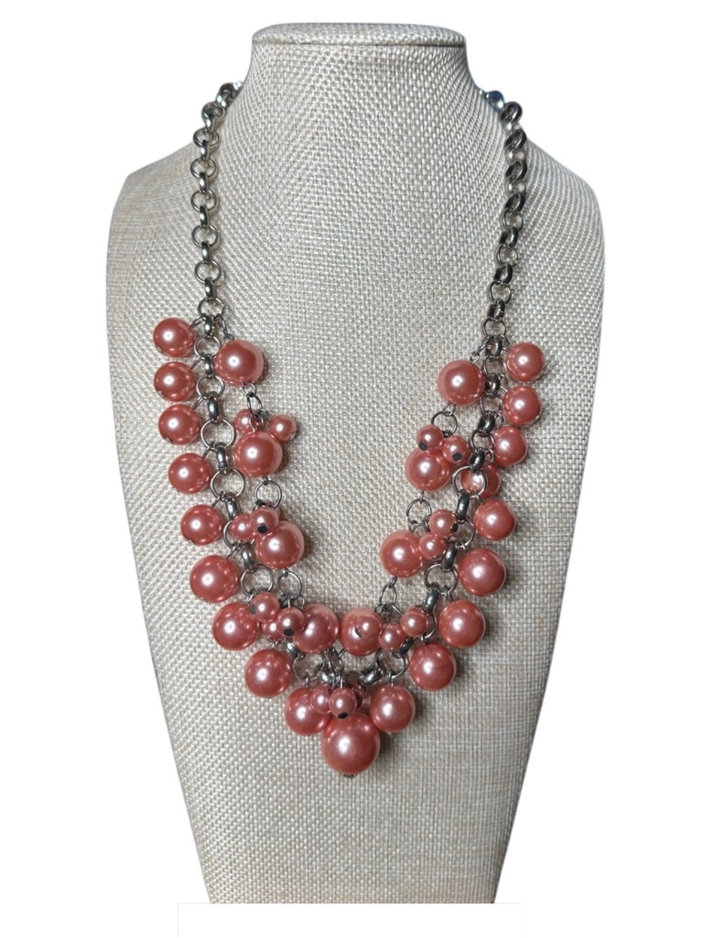 Pink Pearl Cluster Statement Necklace